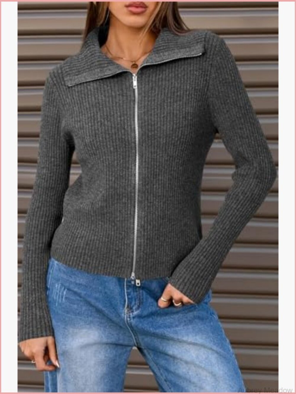 Zip Up Cardigan Sweater Wool Blend Slim Fit Long Sleeve - Picture 2 of 7